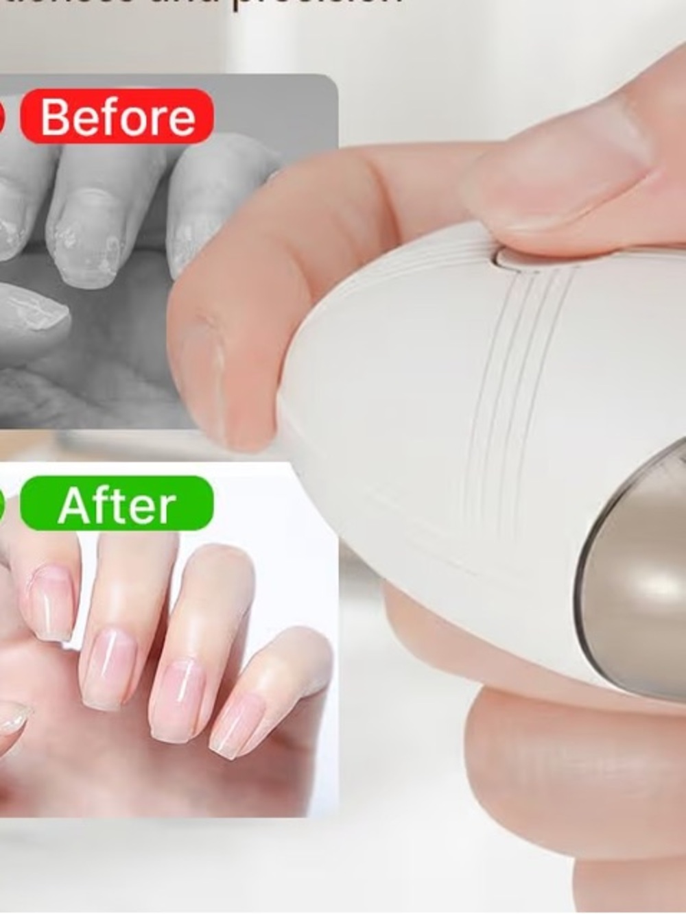 Electric Nail Care File - White Portable Mani Tool